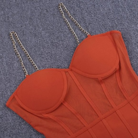 Strappy Gold Chain Bandage Dress - Picture 3 of 7